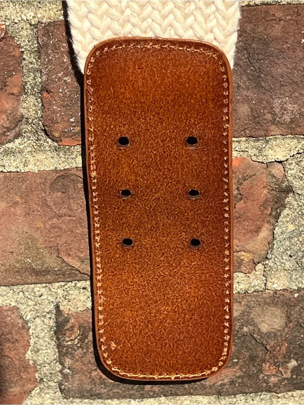 3.1 Phillip Lim Wide Woven Belt Cream with Brown Leather Buckle Quiet Luxury